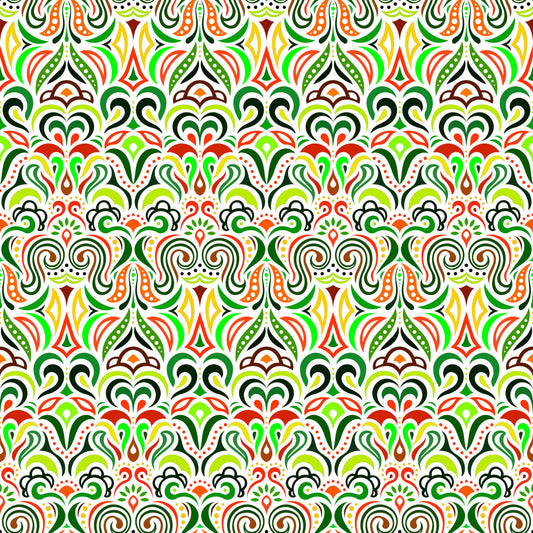 Green - Red - Yellow Abstract Doodle Fabric 1008.3i