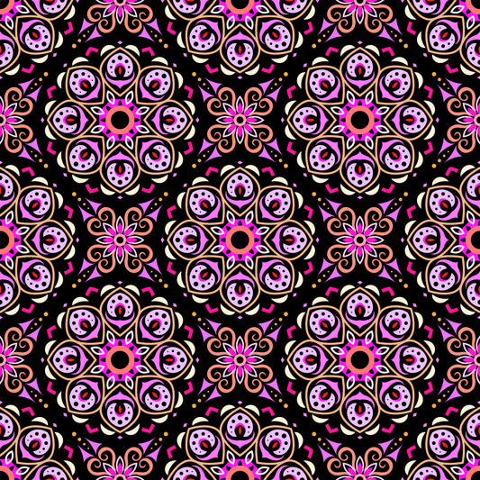 Pink - Orange Mandala Fabric - 183