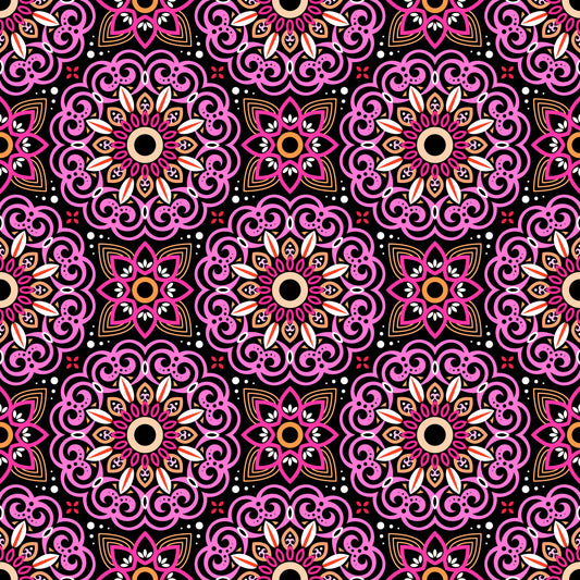 Pink - Orange Mandala Fabric - 149