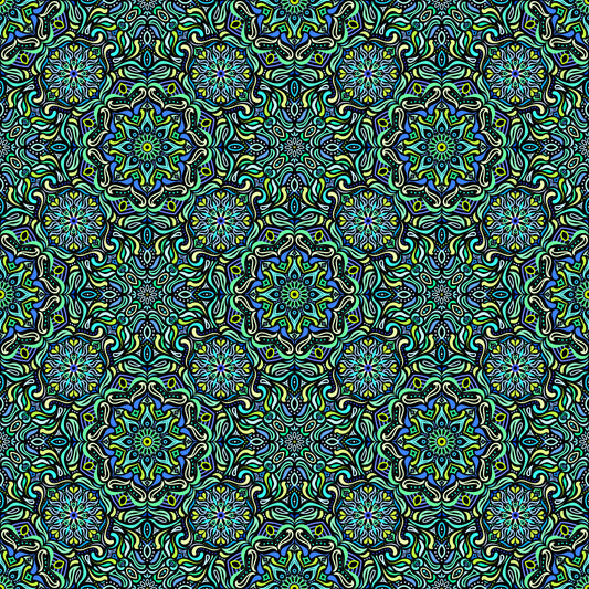 Turquoise - Green - Blue Mandala Fabric 2009.4