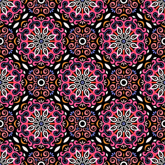 Red - Orange - Blue Mandala Fabric - 165