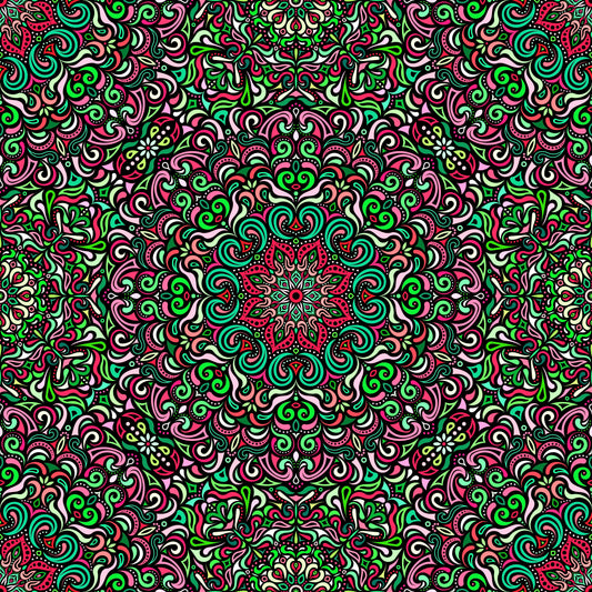 Green - Red Mandala Fabric 2007.1