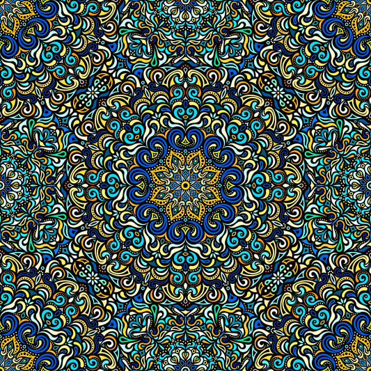 Yellow - Turquoise - Blue Mandala Fabric 2007.1