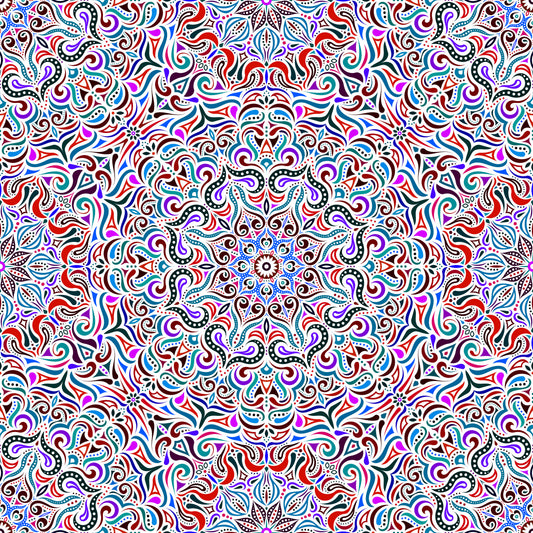 Red - Purple - Blue Mandala Fabric 2006.3i