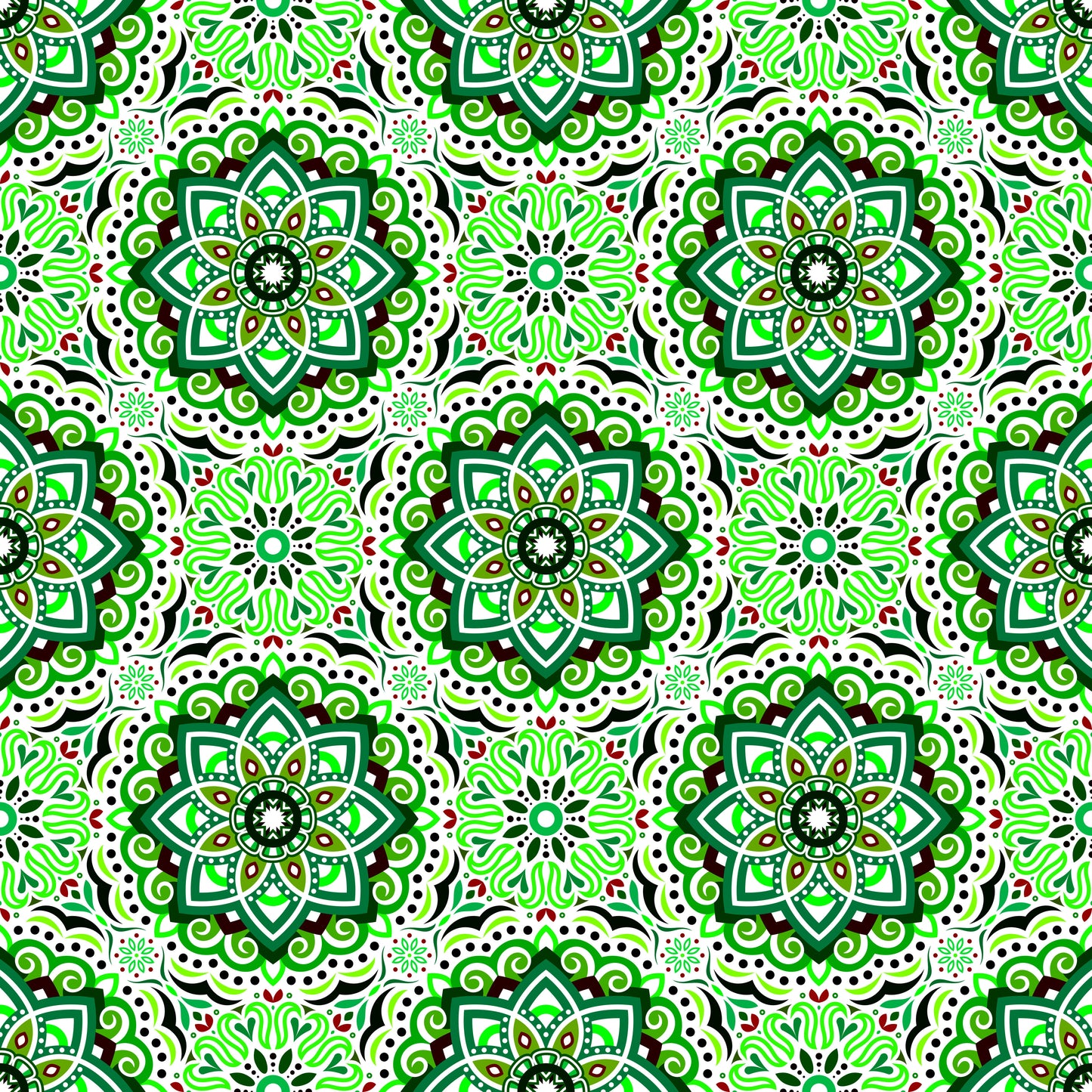 Green - Maroon Mandala Fabric 2009.3i