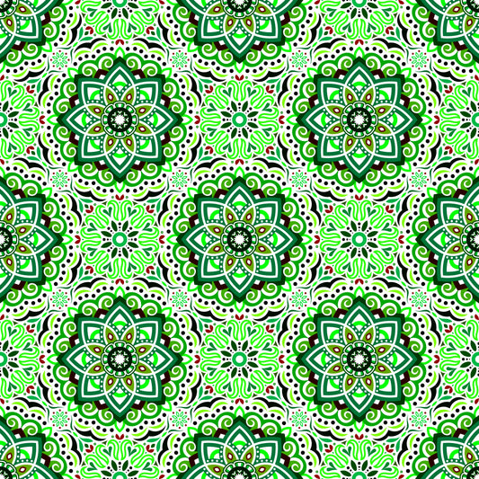 Green - Maroon Mandala Fabric 2009.3i