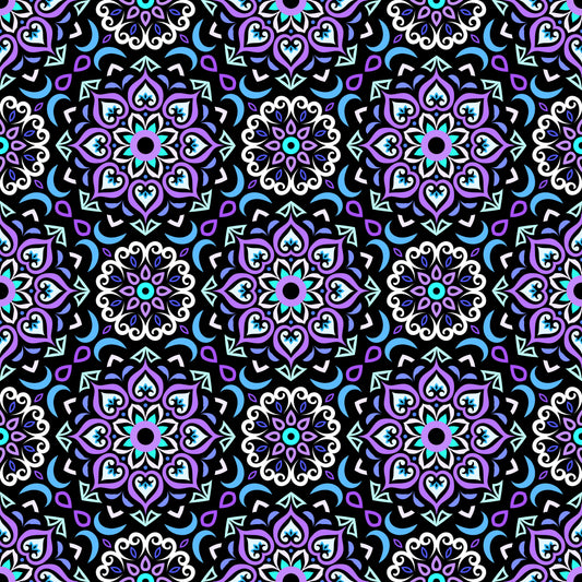 Purple - Blue Mandala Fabric - 213
