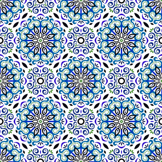 Blue - Green Mandala Fabric - 165i