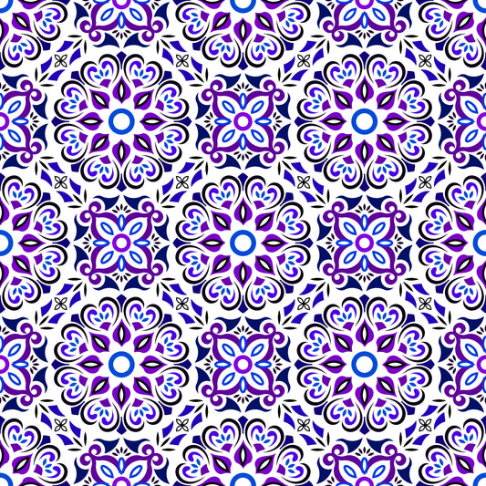 Purple - Blue Mandala Fabric - 206i