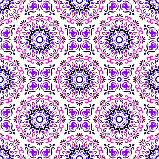 Pink - Purple - Blue Mandala Fabric - 174i