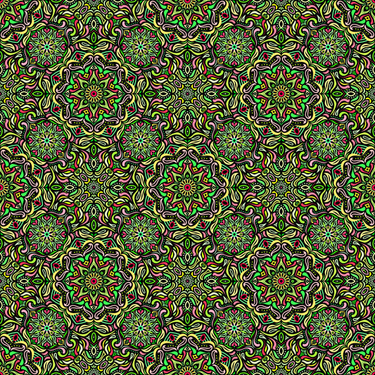 Yellow - Green - Red Mandala Fabric 2009.4