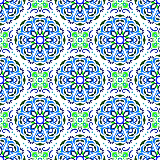 Blue - Green Mandala Fabric - 160i