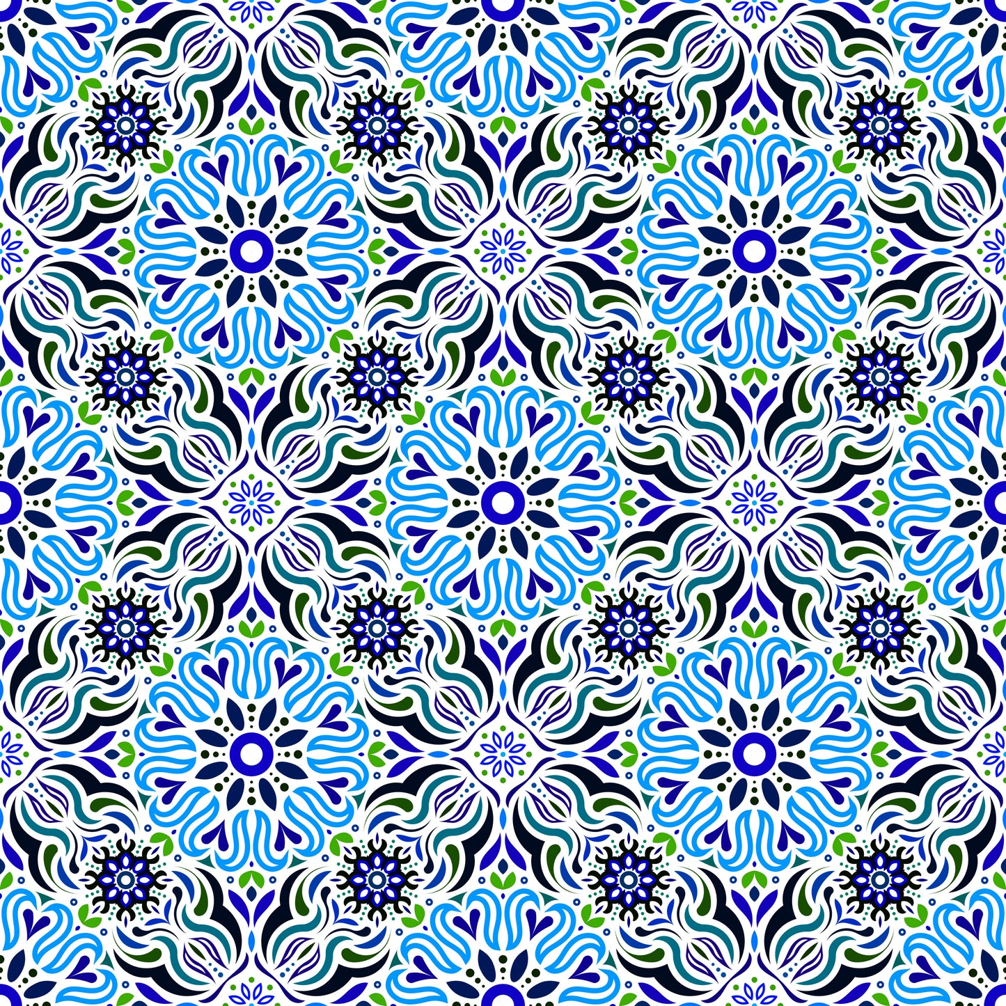 Blue - Green Mandala Fabric 2009.2i