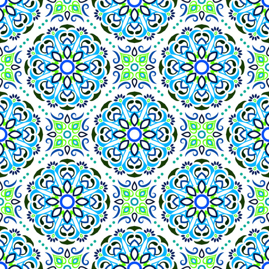 Blue - Green Mandala Fabric - 160i