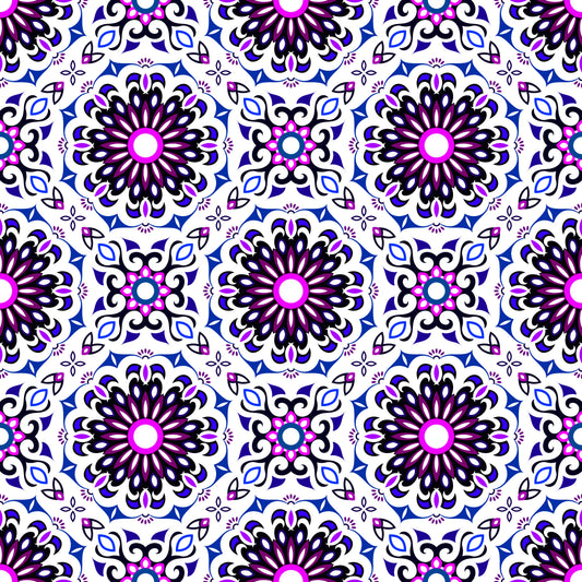Purple - Blue Mandala Fabric - 198i