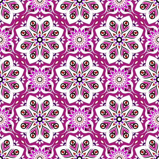 Pink - Purple - Red Mandala Fabric - 236i