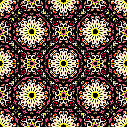 Red - Orange - Yellow Mandala Fabric - 198