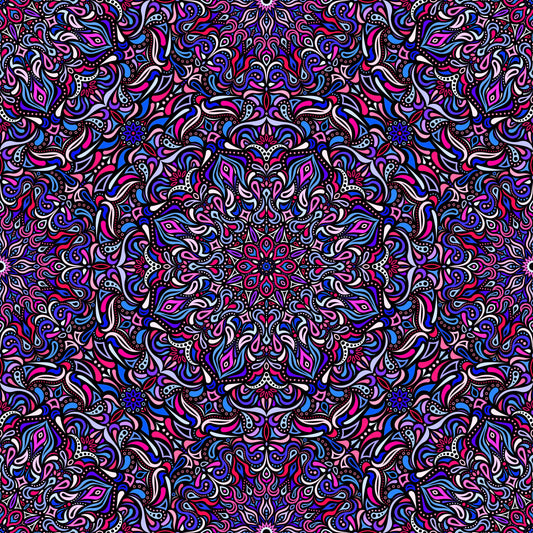 Blue - Pink - Purple Mandala Fabric 2008.1