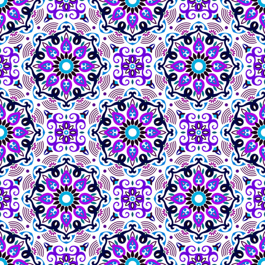 Purple - Blue Mandala Fabric - 140i