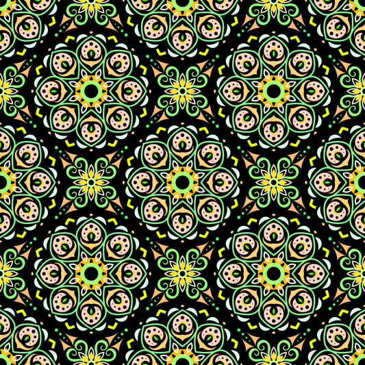 Yellow - Green Mandala Fabric - 183