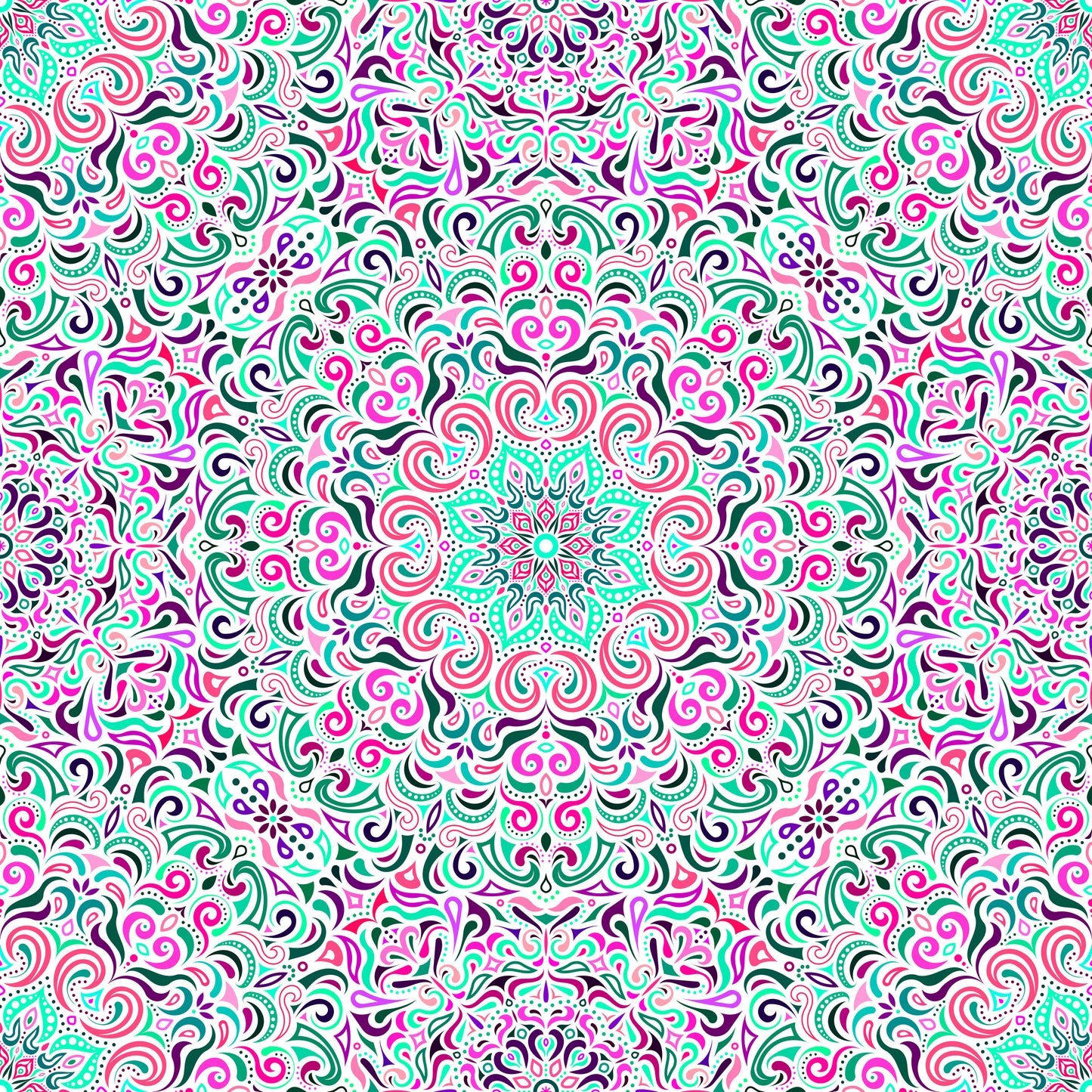 Turquoise - Pink - Purple Mandala Fabric 2007.1i