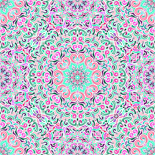 Turquoise - Pink - Purple Mandala Fabric 2007.1i