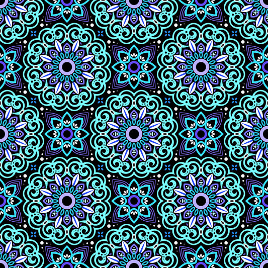 Turquoise - Blue Mandala Fabric - 149