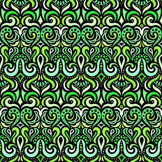 Green Abstract Doodle Fabric 1001