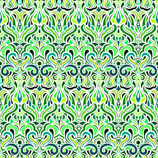Green Abstract Doodle Fabric 1012i