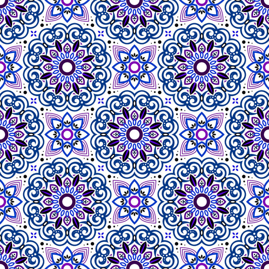 Blue - Purple Mandala Fabric - 149i