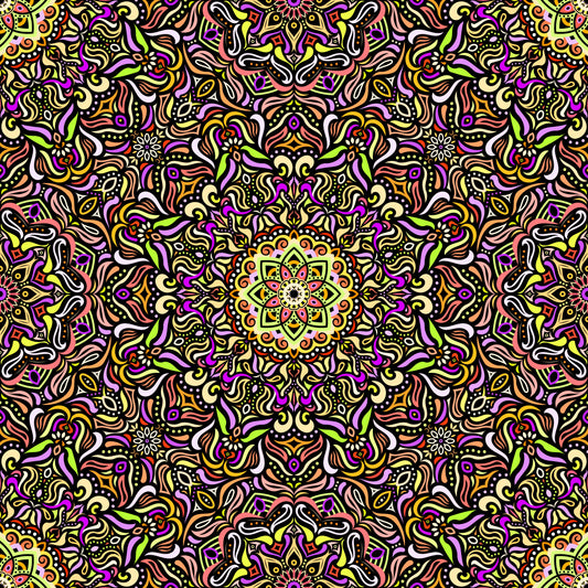 Yellow - Orange - Purple Mandala Fabric 2009.1
