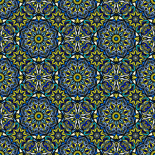 Yellow - Blue Mandala Fabric 2007.2