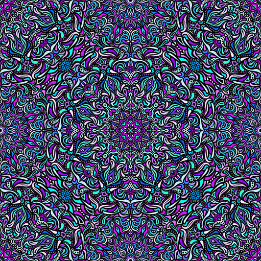 Turquoise - Purple - Blue Mandala Fabric 2008.1