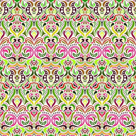 Green - Yellow - Red Abstract Doodle Fabric 1011.4i