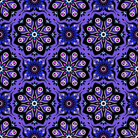 Purple - Blue - Pink Mandala Fabric - 236