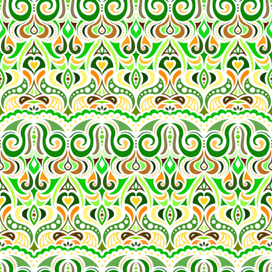 Yellow - Green - Orange Abstract Doodle Fabric 1010.2i
