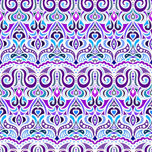 Blue - Purple Abstract Doodle Fabric 1010.2i