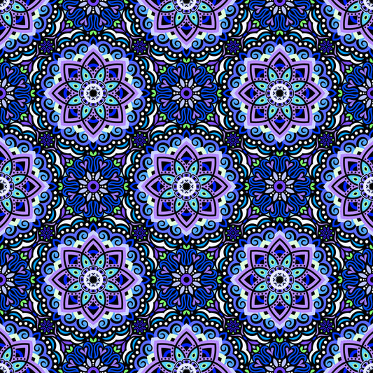 Blue - Purple - Green Mandala Fabric 2009.3