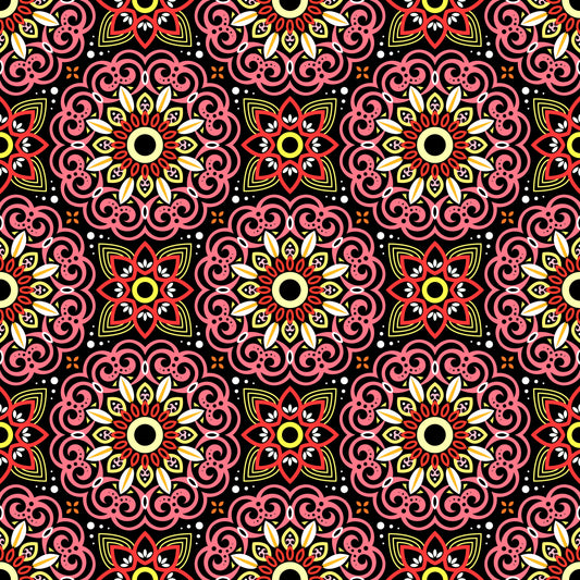 Red - Yellow Mandala Fabric - 149
