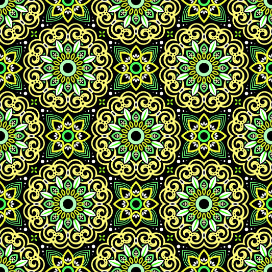 Yellow - Green Mandala Fabric - 149