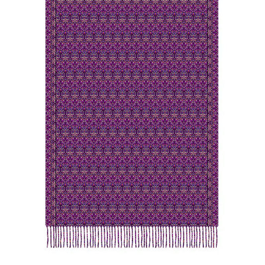 Pink - Purple - Coral Abstract Doodle Scarf with Tassels