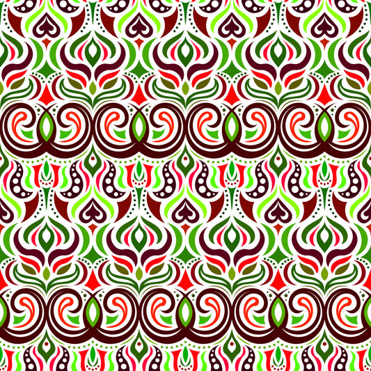 Green - Red Abstract Doodle Fabric 1009.7i