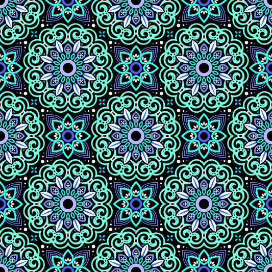 Turquoise - Blue Mandala Fabric - 149