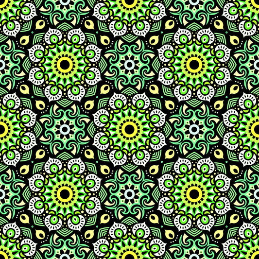 Green - Yellow Mandala Fabric - 193