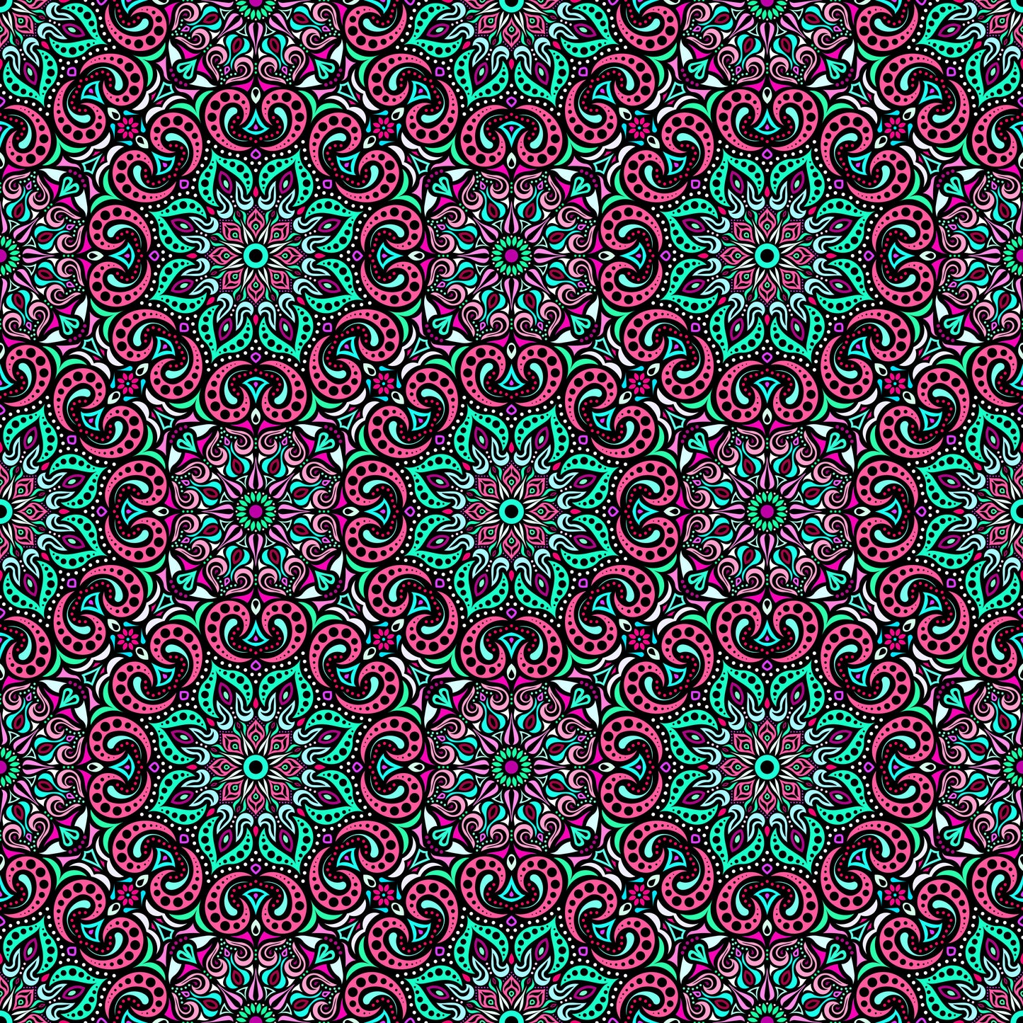Pink - Turquoise Mandala Fabric 2007.3