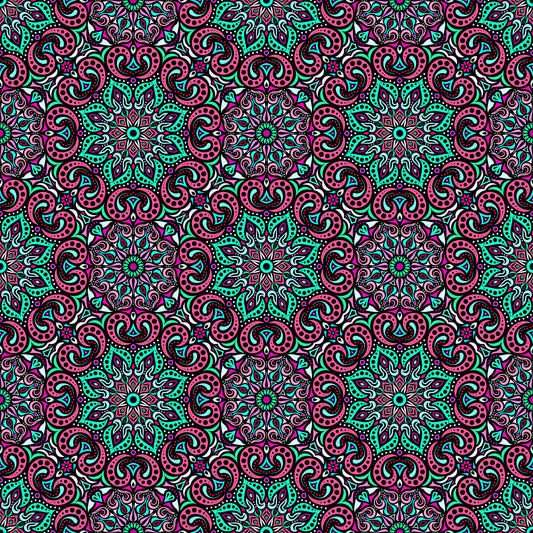 Pink - Turquoise Mandala Fabric 2007.3