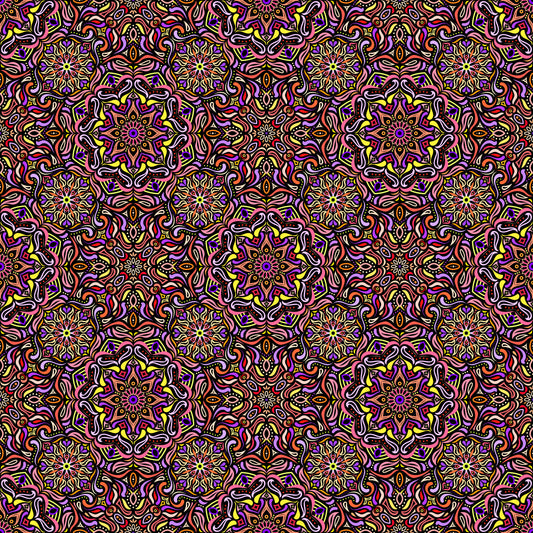 Orange - Yellow - Purple Mandala Fabric 2009.4