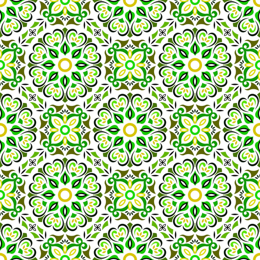 Green - Yellow Mandala Fabric - 206i