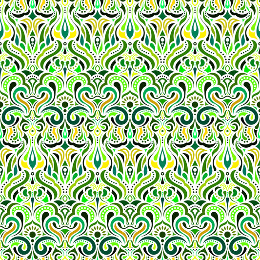 Green - Yellow Abstract Doodle Fabric 1012i