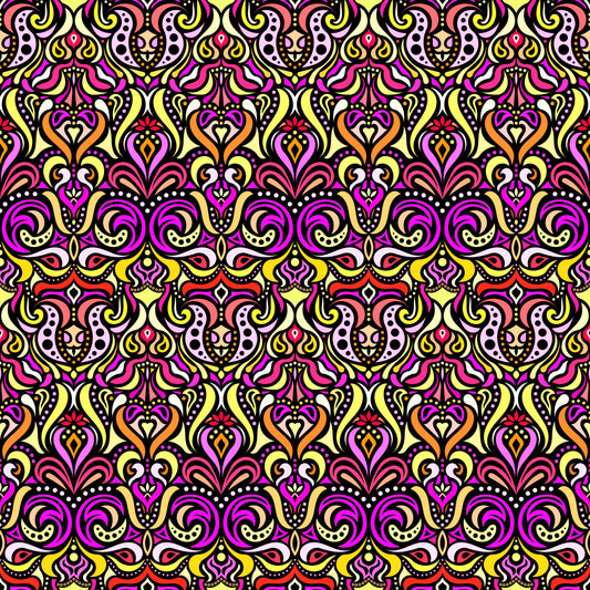 Pink - Yellow - Orange Abstract Doodle Fabric 1011.4